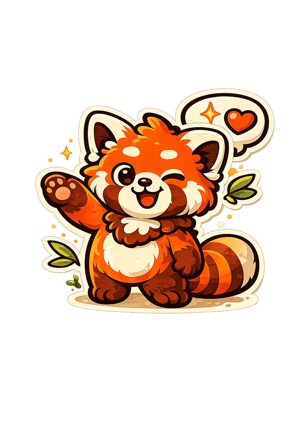 Waving red panda mascot